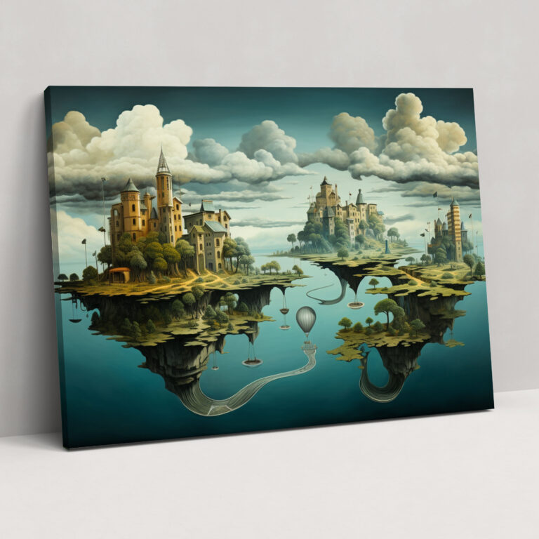World Map Wall Decoration - World Map, Surreal Dreamscape, Canvas Wall Art, Landscapes