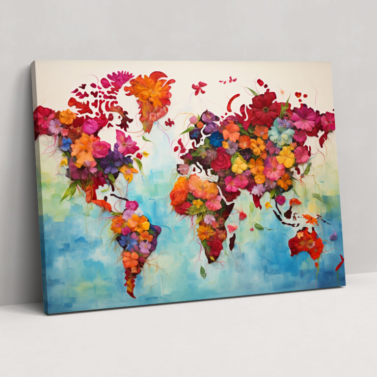 World Map Wall Print - World Map, Hand-Painted Elements, World Map, Wall Decoration