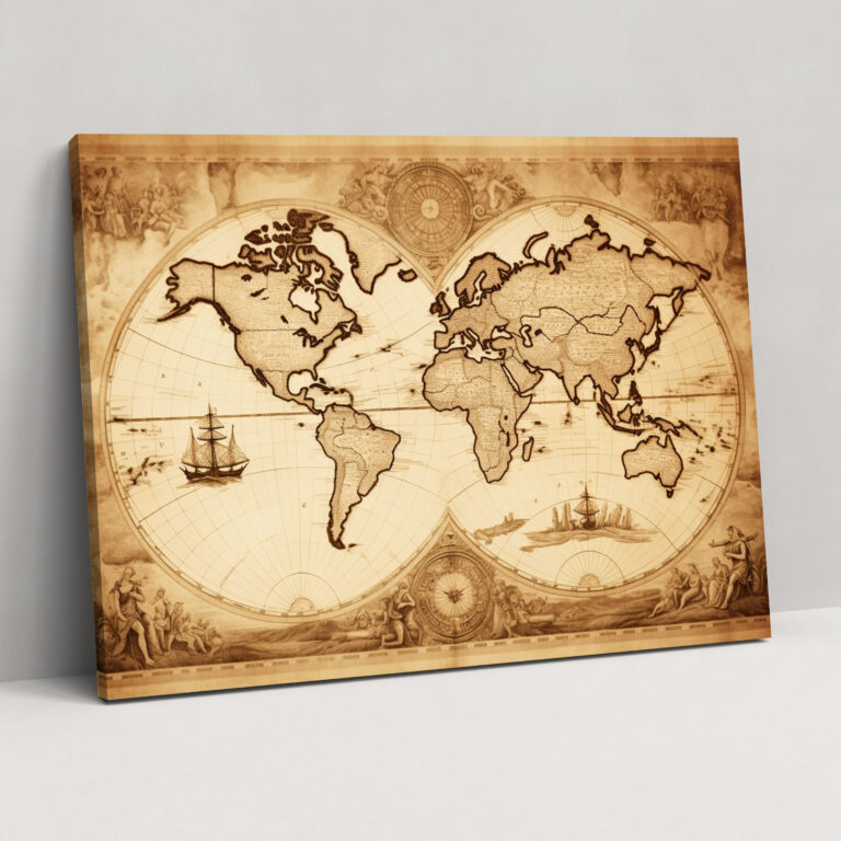 World Map Canvas Print - World Map, Canvas Wall Art, Canvas, World Map