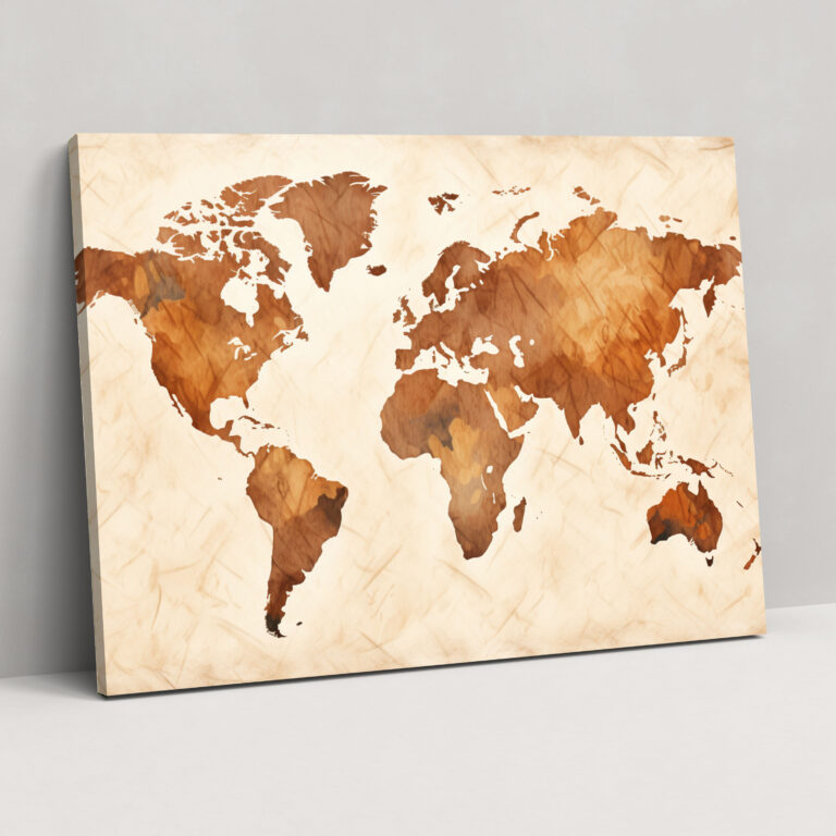 Rustic World Map Wall Art - World Map, Canvas Wall Art, Home Decoration, Wall Decoration