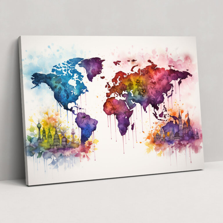 World Map Canvas Print - World Map, Wall Decoration, Canvas, World Map