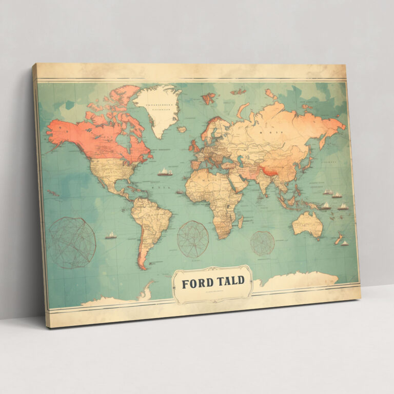 Vintage World Map Wall Art - World Map, Home Decoration, World Map, Canvas