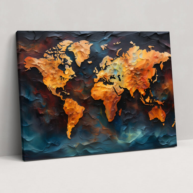 Oil Painting World Map Canvas Print - World Map, Home Decoration, Wall Decoration, Canvas Print