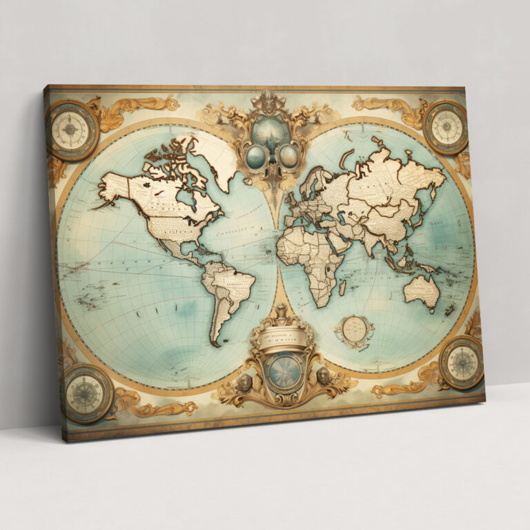 Vintage World Map Canvas Print - World Map, World Map, Wall Decoration, Home Decoration