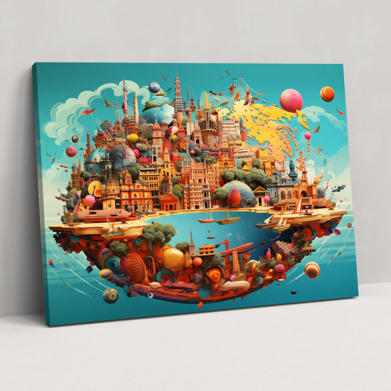 Digital Art World Map Canvas Print - World Map, Vibrant, Canvas, World Map