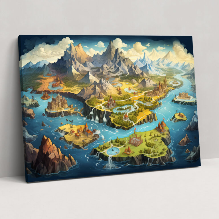 Fantasy World Map Wall Art - World Map, Whimsical, Canvas, Enchanting Vistas