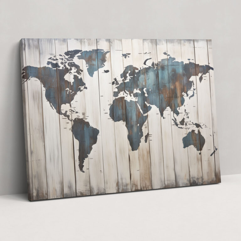 Rustic World Map Wall Decoration - World Map, Wall Decoration, Canvas Wall Art, Wood