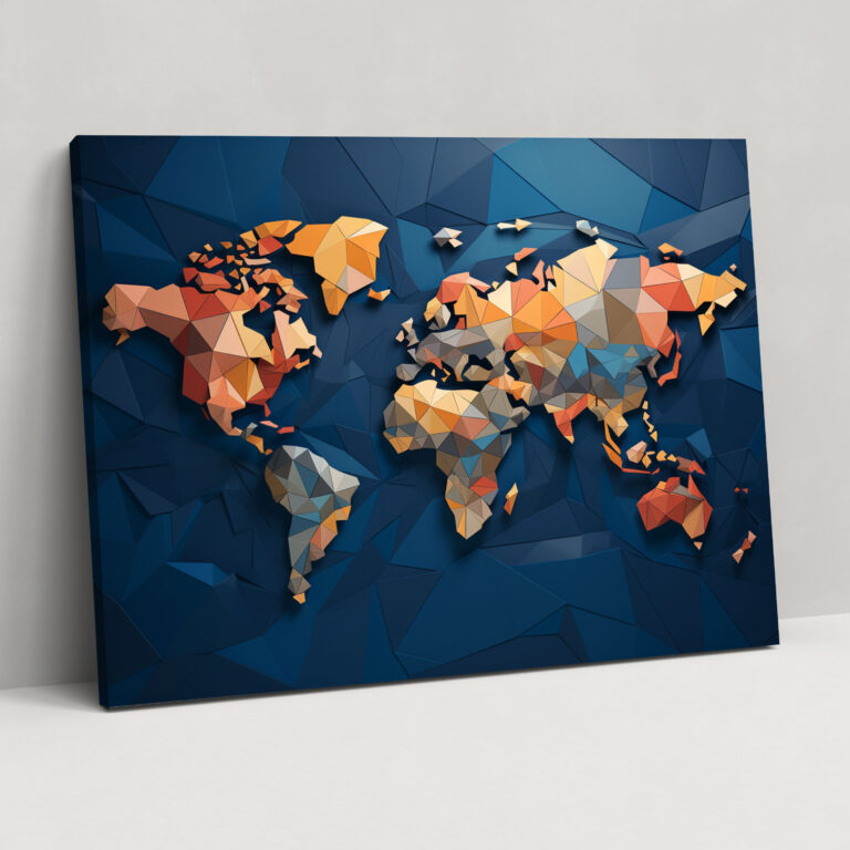 Geometric World Map Canvas Print - World Map, Geometric, Canvas Print, Canvas Wall Art