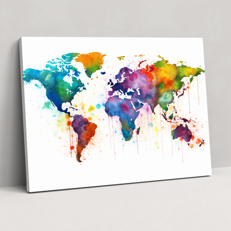 Splatter World Map Wall Art - World Map, Playful, Wall Decoration, Wall Art