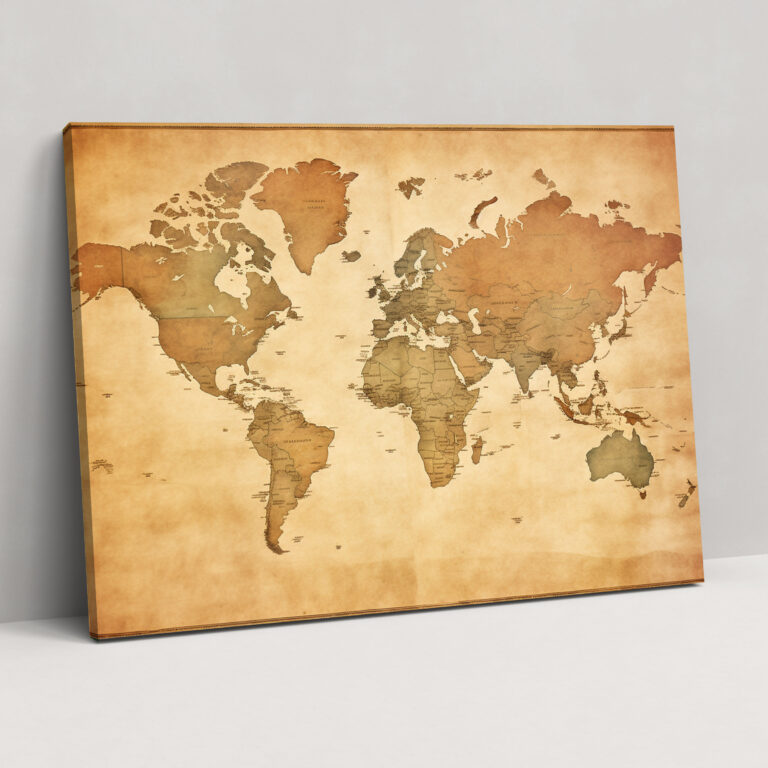 World Map Canvas Print - World Map, Canvas Wall Art, Vintage, World Map