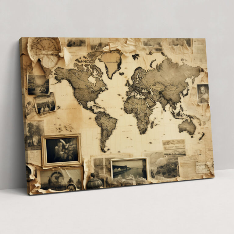 Antique World Map Wall Decoration - World Map, World Map, Vintage, Vintage Photographs