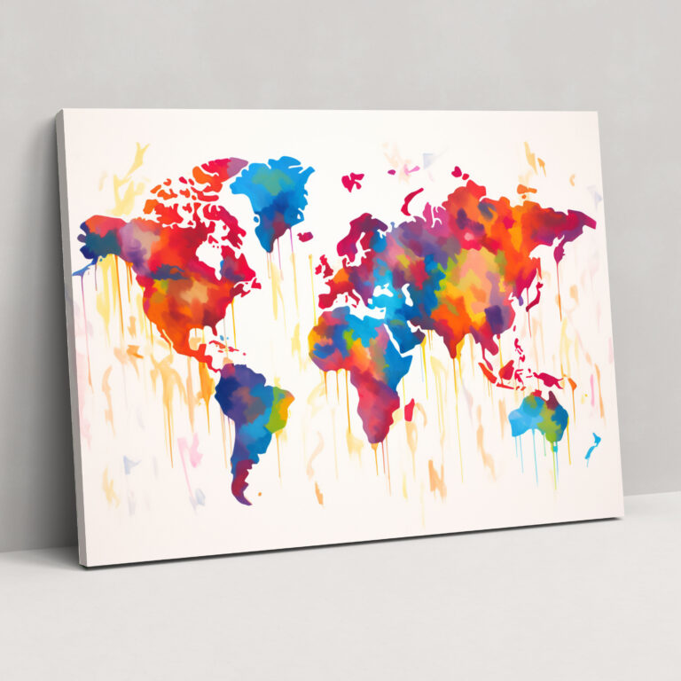 World Map Wall Art - World Map, Canvas Wall Art, Modern Decor, Canvas