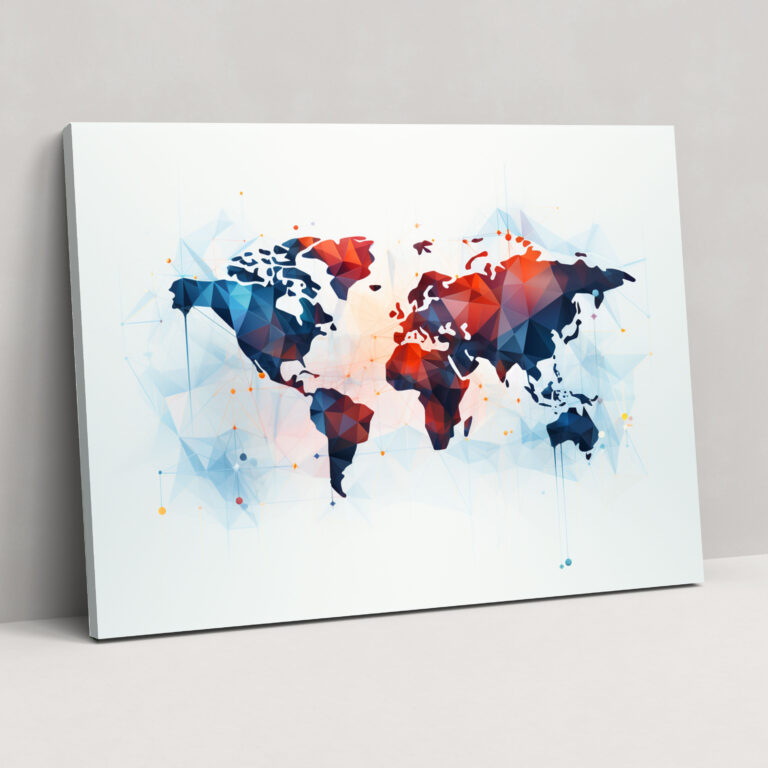 Geometric World Map Canvas Print - World Map, Geometric Map, Wall Art, Canvas