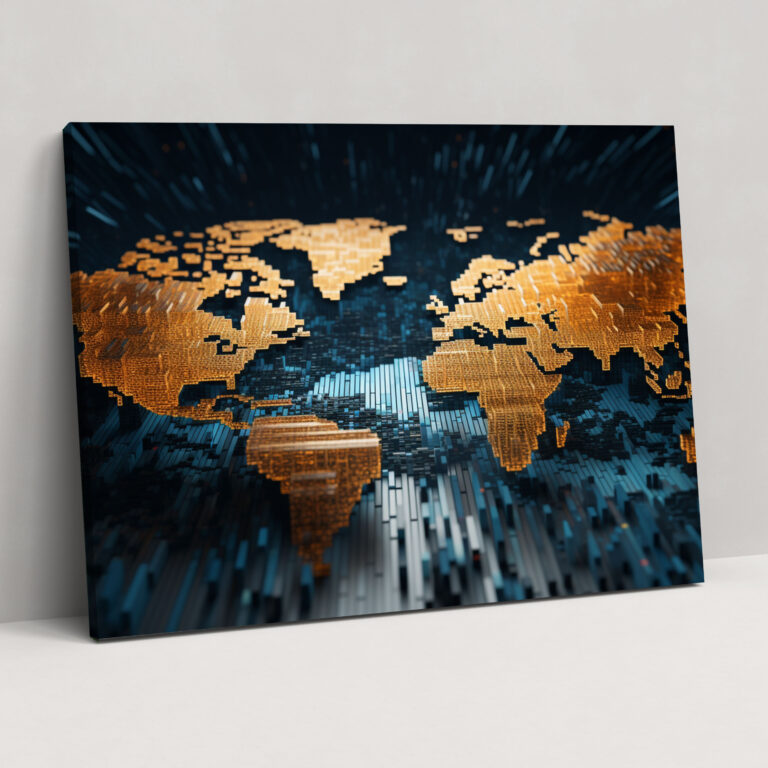 World Map Wall Art - World Map, World Map, Digital Artwork, 3D Mosaic