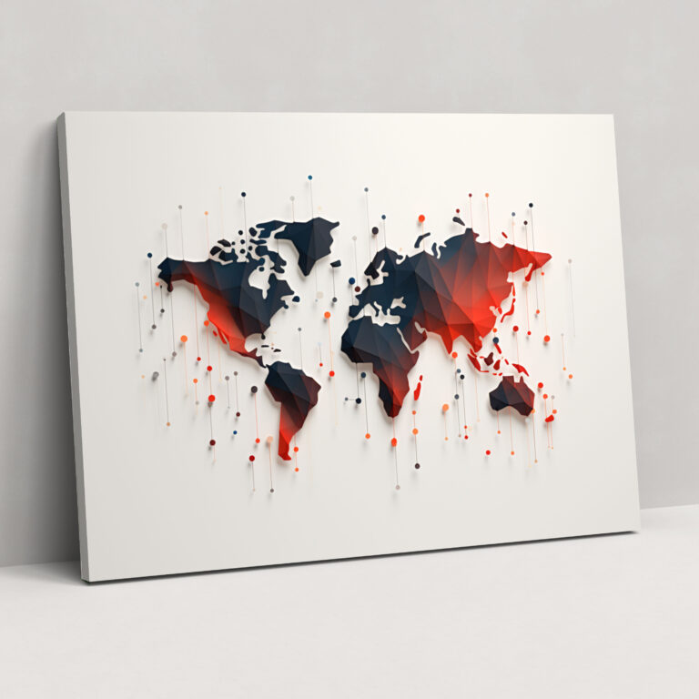 Minimalist World Map Wall Art - World Map, Canvas Wall Art, Shapes, Simple Lines