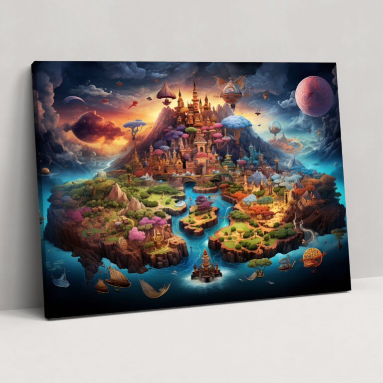 Whimsical World Map Canvas Print - World Map, Wall Art, Canvas, Home Decoration