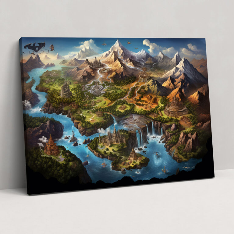 Fantasy World Map Canvas Print - World Map, Whimsical, Canvas Print, Canvas