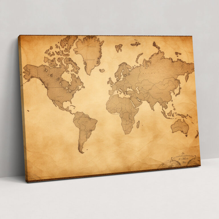 Vintage World Map Canvas Print - World Map, Canvas Print, Wall Art, Antique Map