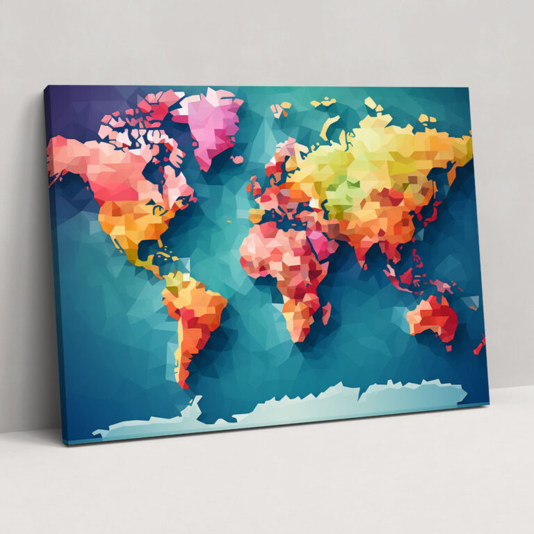 Pixel Art World Map Wall Decoration - World Map, Wall Art, Canvas Wall Art, Nostalgia