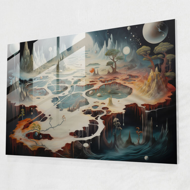 [World Map] Glass Print - Surreal Dreamscape - World Map 2, Exploration, Glass Print, Dreamlike