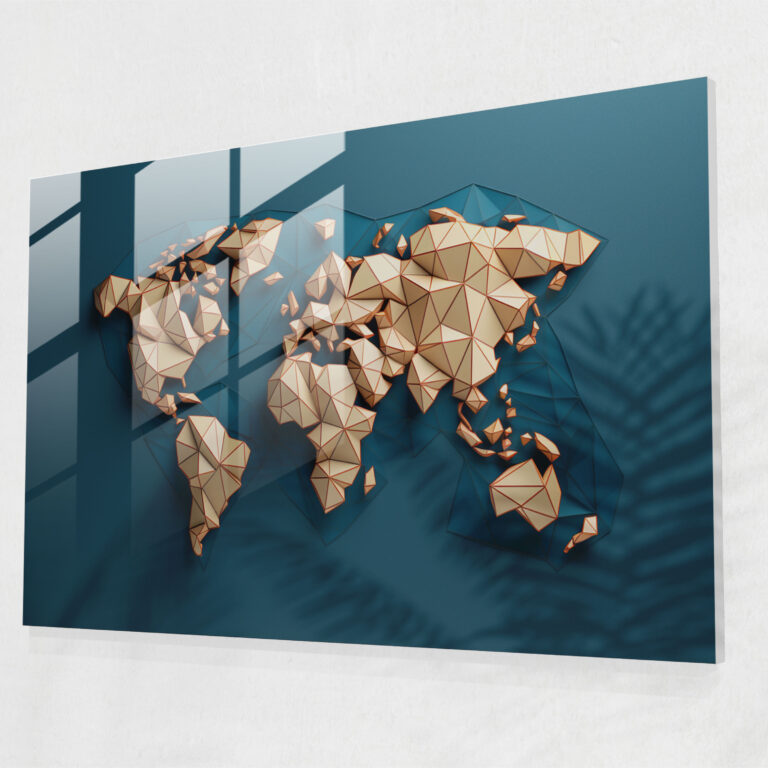 [World Map] Glass Print - Geometric Precision - World Map 2, [World Map], Geometric Design, Glass Art