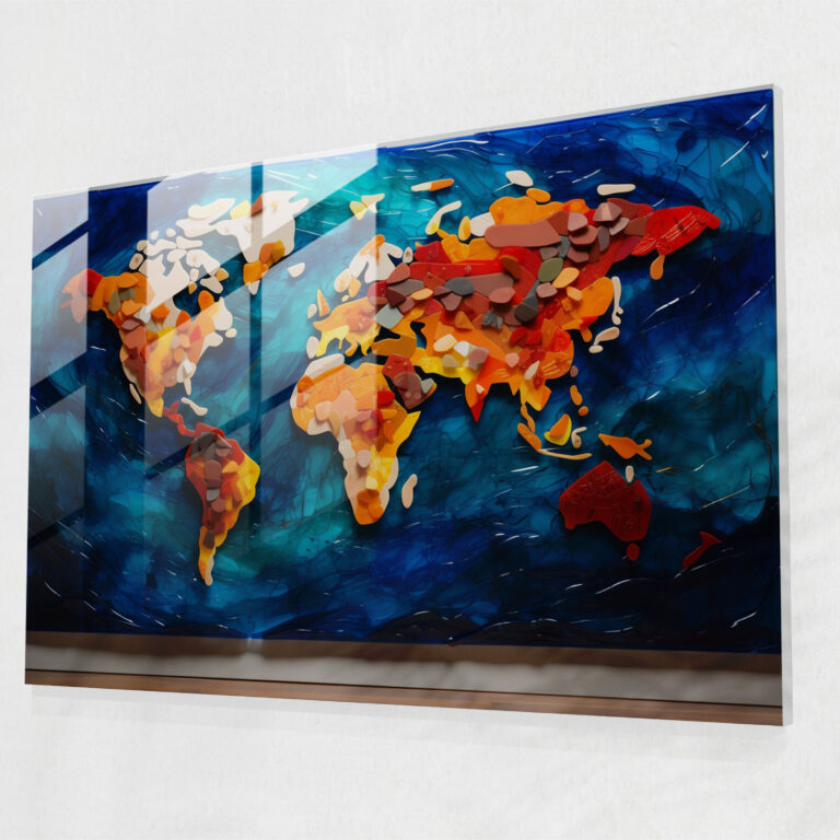 World Map Glass Print - World Map 2, Glass Print, Home Decoration, World Map