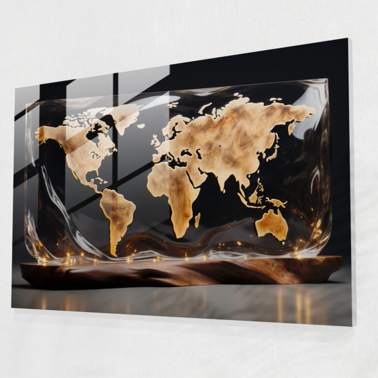 World Map Glass Wall Art - World Map 2, Home Decoration, Glass Wall Art, Sleek Design