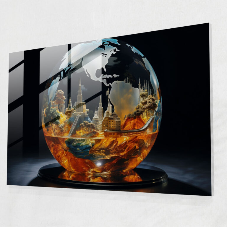 Dreamlike World Map Glass Print - World Map 2, Wall Decoration, Glass Print, Dreamlike