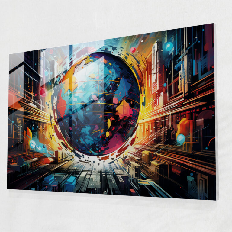 [World Map] Home Decoration - World Map 2, Intricate Details, Glass Print, Futuristic Interpretation