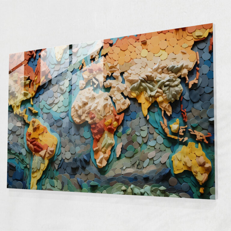 [World Map] Glass Art - World Map 2, Glass Art, Collage Art, Modern Art