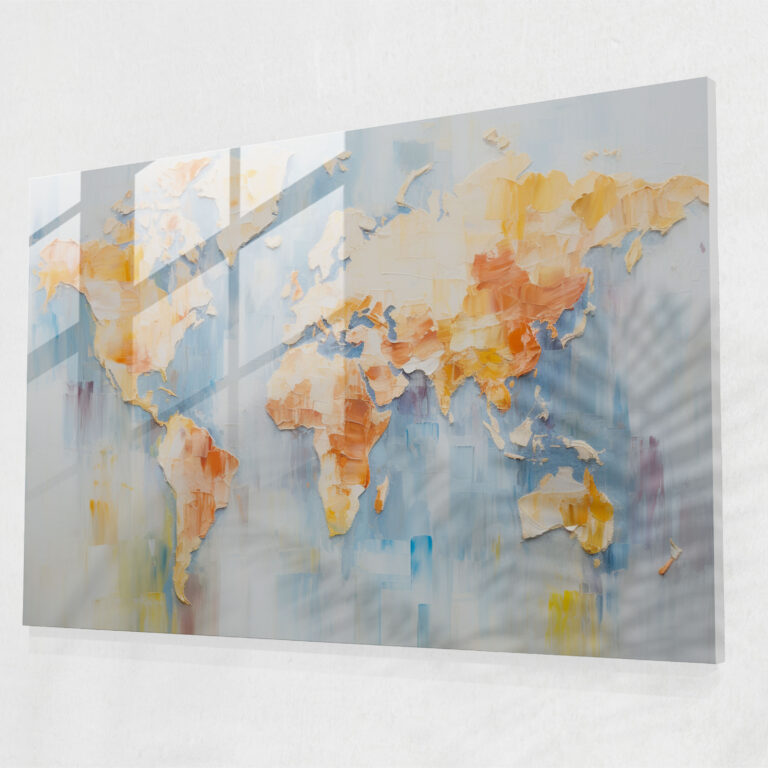 [World Map] Glass Wall Art - World Map 2, Glass Wall Art, Glass Art, Wall Decoration