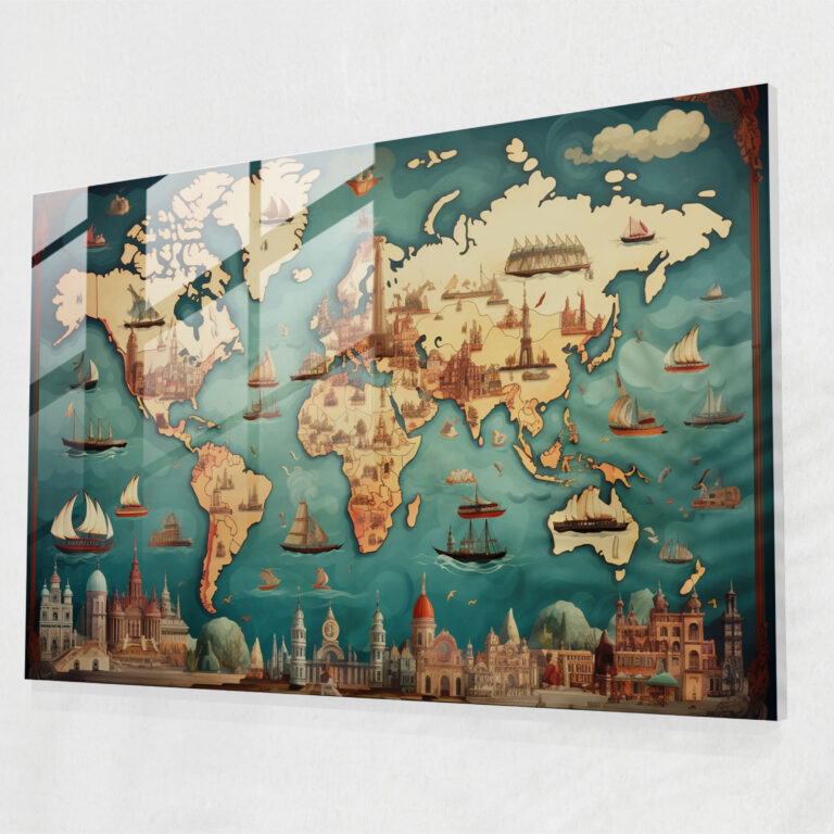 [World Map] Home Decoration - World Map 2, Vintage-Inspired, Intricate Details, World Map