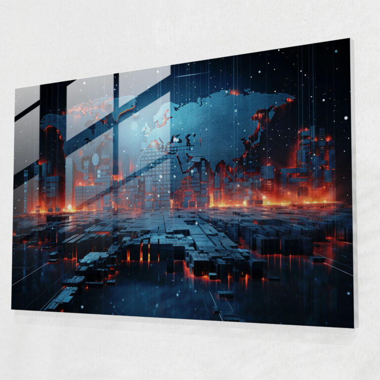 [World Map] Glass Print - World Map 2, Glass Wall Art, Glass Print, Futuristic