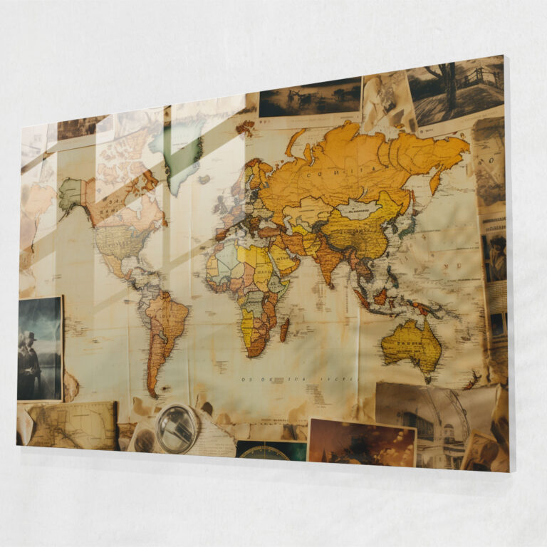 [World Map] Glass Wall Art - World Map 2, Glass Art, [World Map], Glass Print