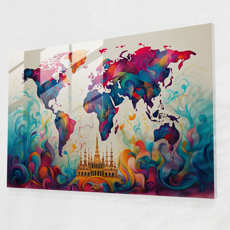 [World Map] Glass Wall Art - World Map 2, [World Map], Glass Wall Art, Wall Decoration