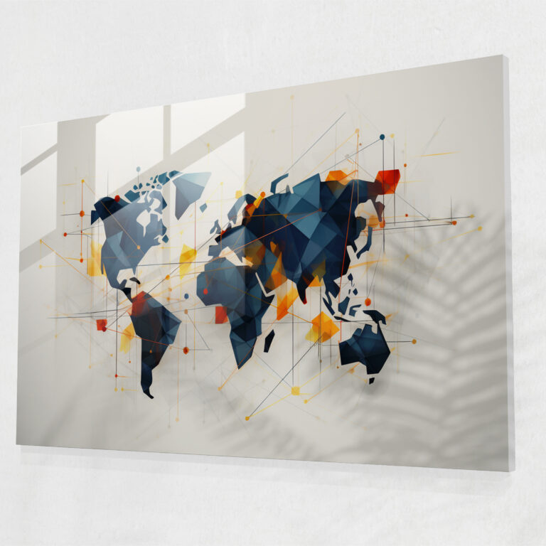 [World Map] Glass Art - World Map 2, Glass Art, Modern Art, Home Decoration