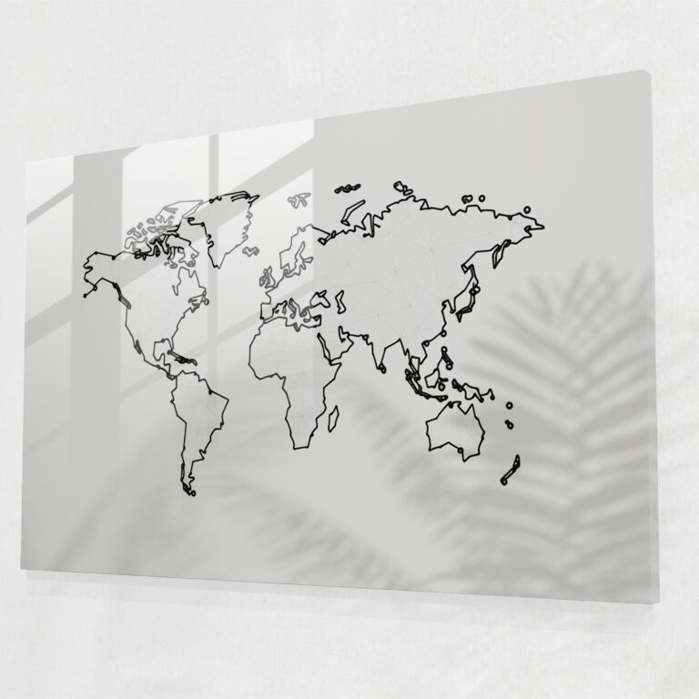 [World Map] Glass Print - World Map 2, Home Decoration, Modern Art, Clean Lines