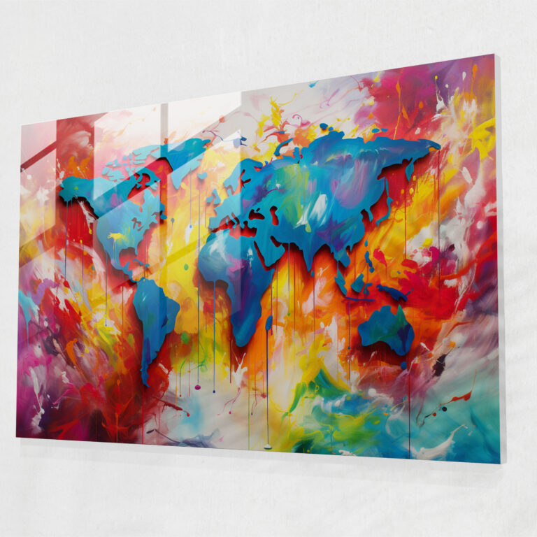 [World Map] Glass Print - World Map 2, Modern Art, [World Map], Glass Print