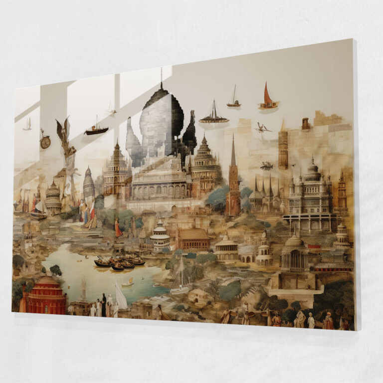 [World Map] Home Decoration - World Map 2, Wall Decoration, Landmarks, Glass Wall Art