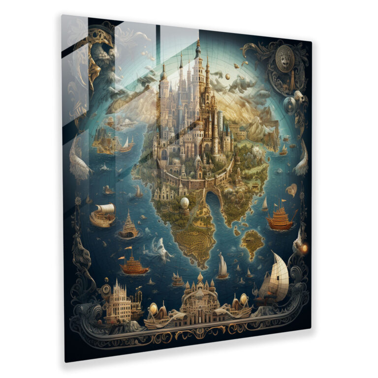 World Map Glass Print - Digital Art - World Map, Glass Wall Art, Digital Art, Glass Print