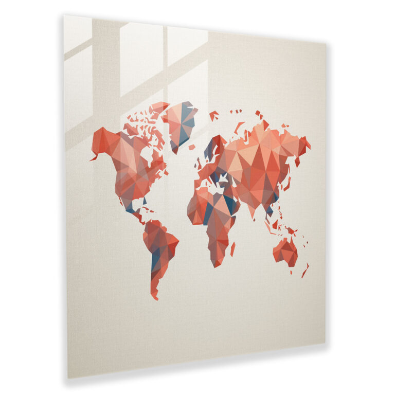 World Map Glass Print - Geometric Art - World Map, Geometric Art, Home Decoration, Wall Decoration