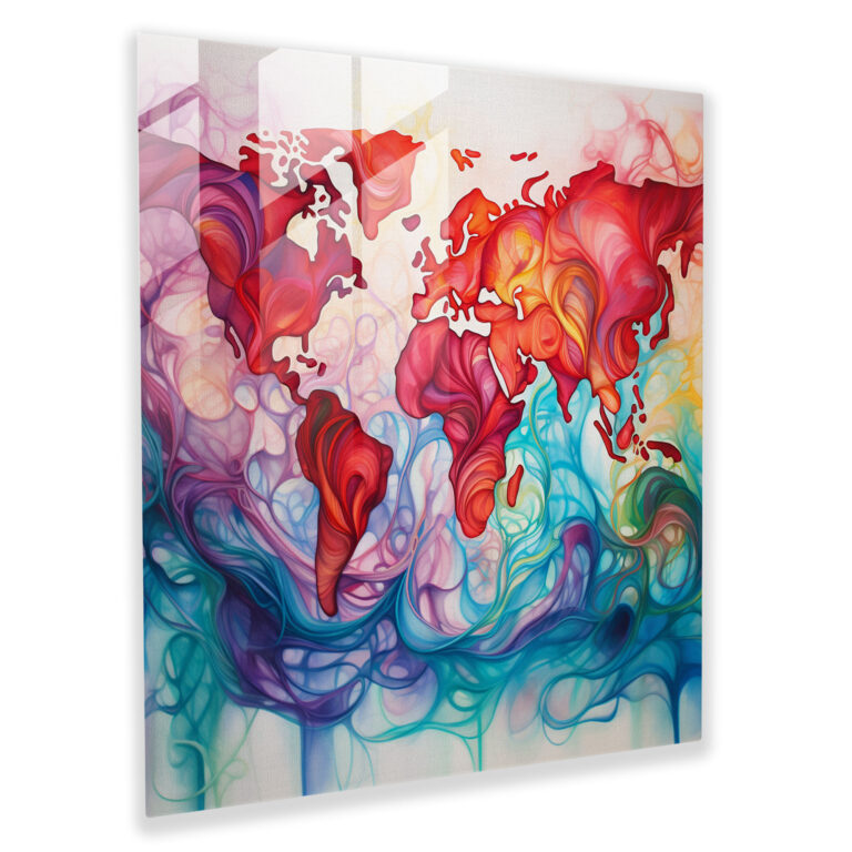 World Map Glass Print - World Map, Vibrant, Wall Decoration, Glass Print