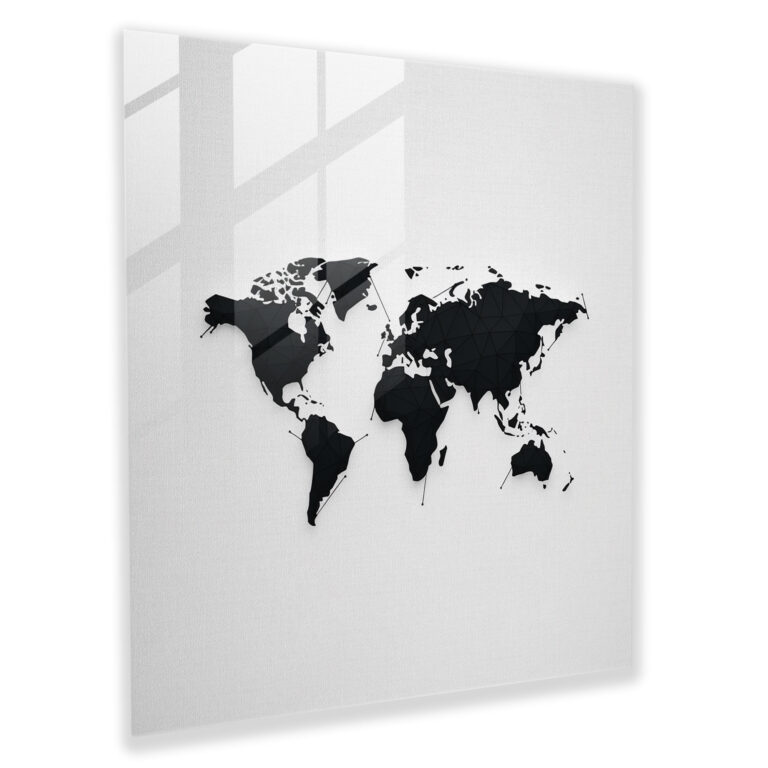 Modern World Map Glass Print - World Map, Glass Print, Elegant, Home Decoration