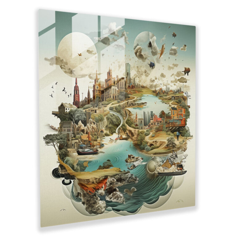 Surreal World Map Glass Print - World Map, Extraordinary, Glass Wall Art, Glass Print