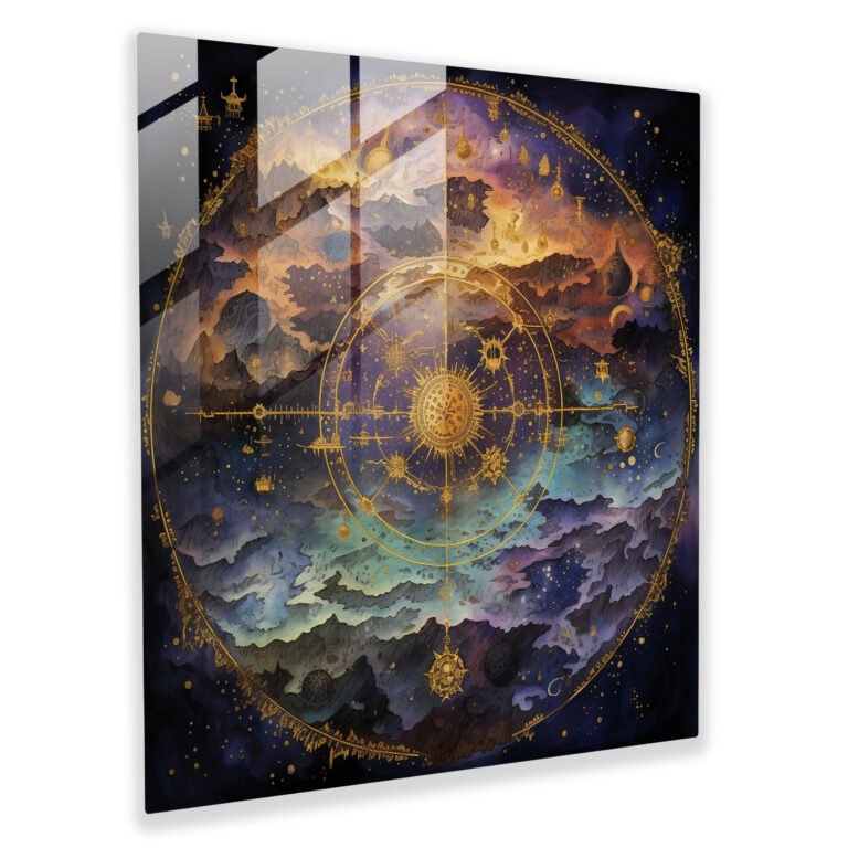 World Map Glass Print - Celestial Ethereal Design - World Map, Celestial Theme, Glass Print, Modern Art