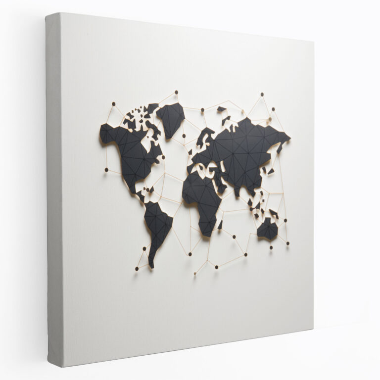Minimalist World Map Canvas Print - World Map, Minimalist Design, Clean Lines, Canvas Wall Art