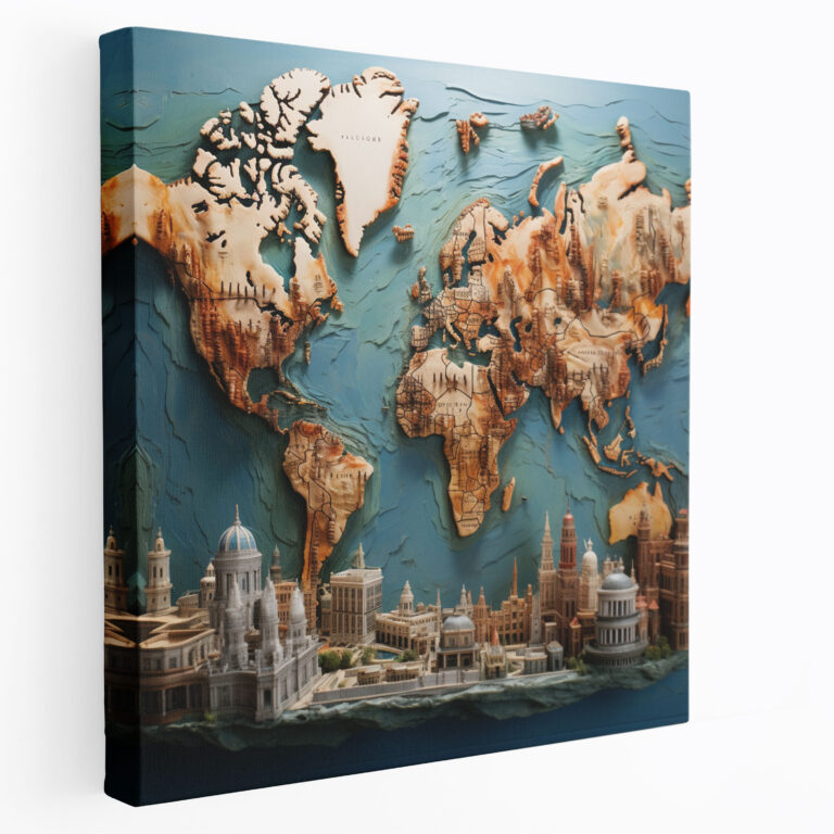 Photorealistic World Map Canvas Print - World Map, Home Decoration, Stunning Details, World Map
