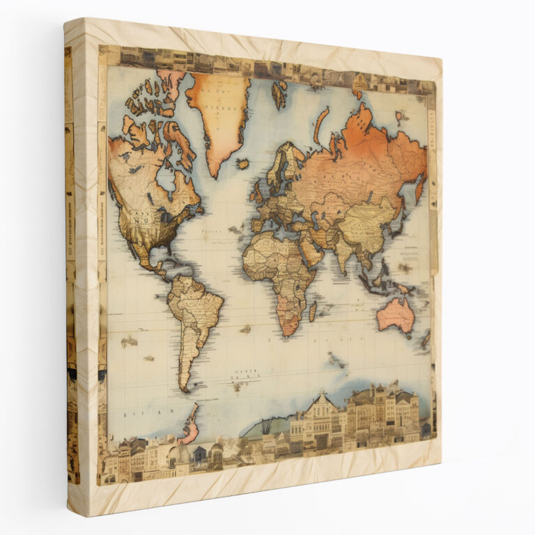 Vintage Maps Collage World Map Canvas Print - World Map, Canvas Wall Art, Home Decoration, Wall Art