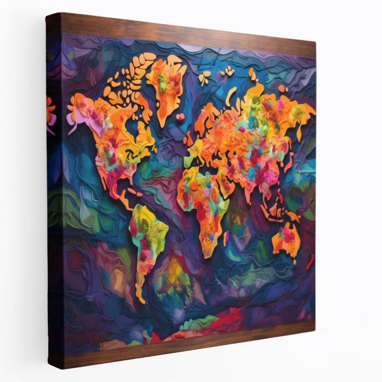 Colorful World Map Canvas Print - World Map, Wall Art, Wanderlust, Hues