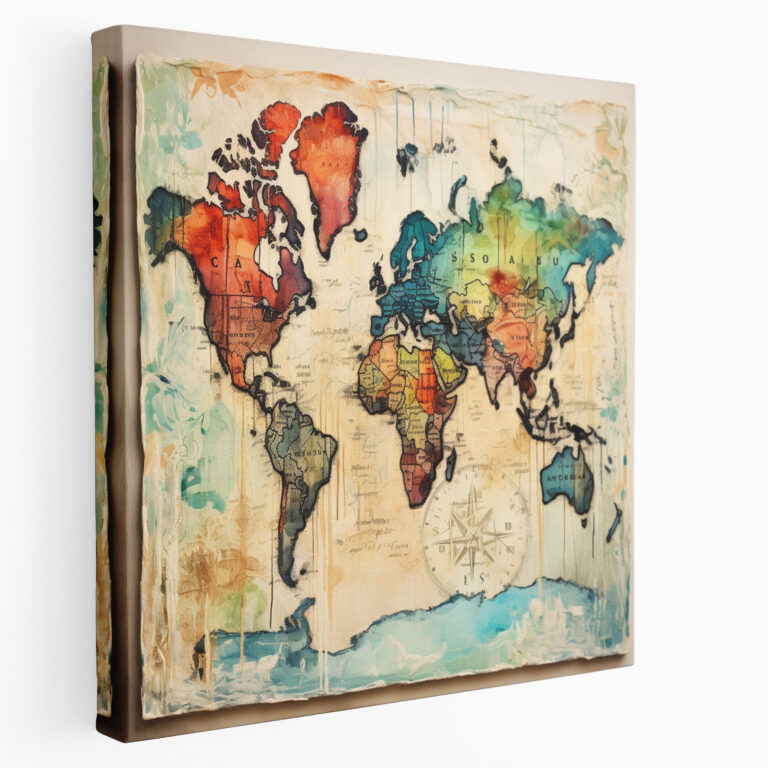 Inspirational World Map Canvas Print - World Map, Wall Art, Beauty, Quotes